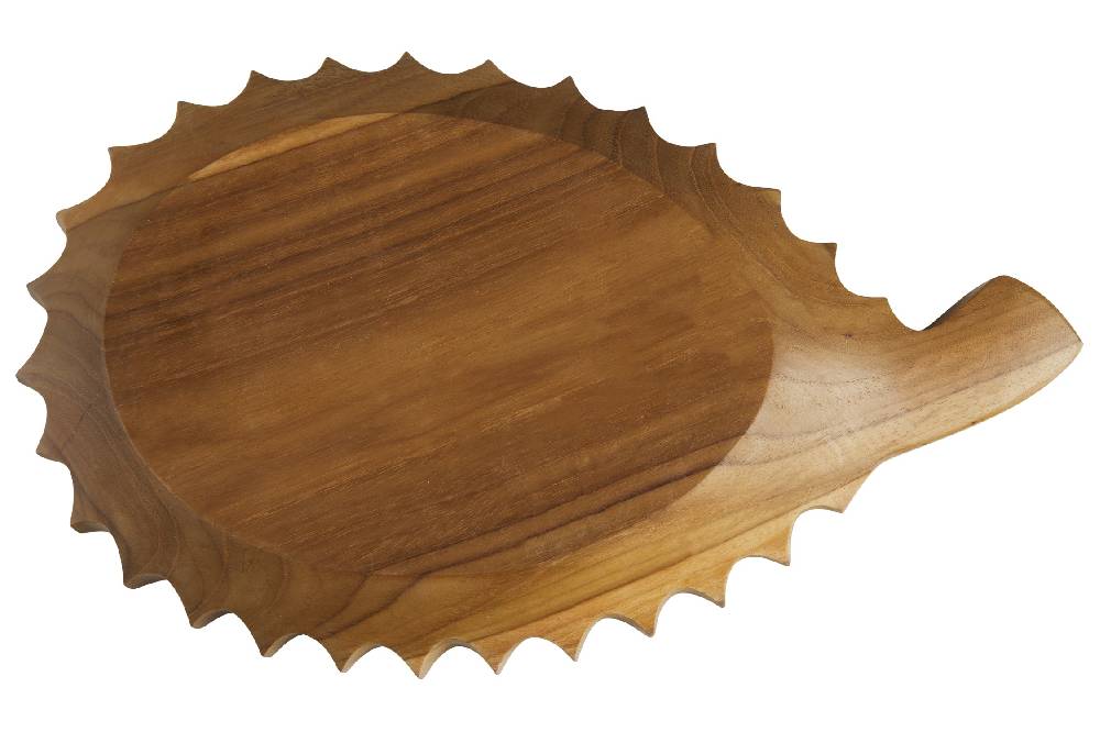 Novità Home Bartender - Ciotola Legno Sagoma Frutto Durian Con Abalone Ritorno libero