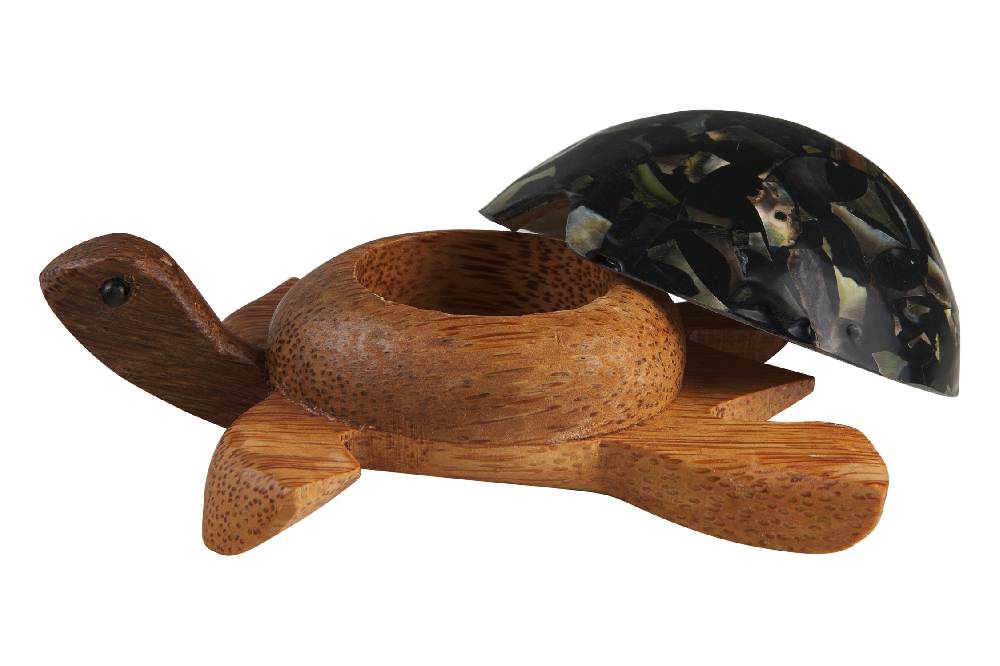 Novità Home Turtle - Porta Tea Light Carapace In Madreperla E Resina Nera Latest stili