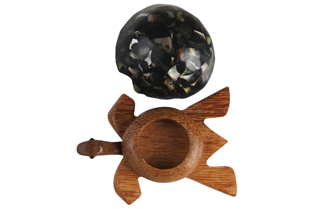 Novità Home Turtle - Porta Tea Light Carapace In Madreperla E Resina Nera Latest stili