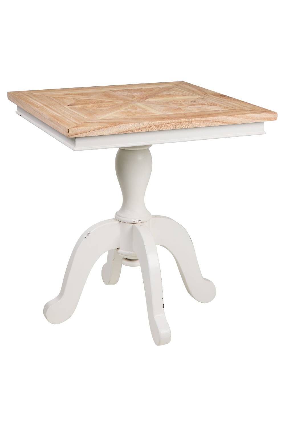 Novità Home Georgette - Tavolino Quadrato Piano Naturale Gambe White Vintage In vendita