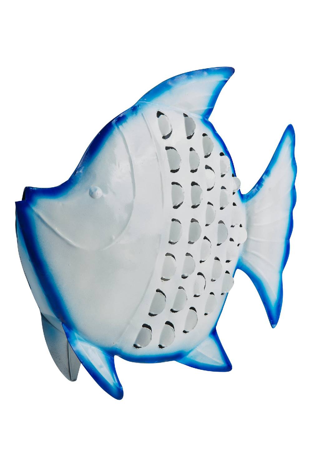 Novità Home Aquarium - Pesce Bianco Grande In Ferro Bianco Bordo Blu Sconti questo mese