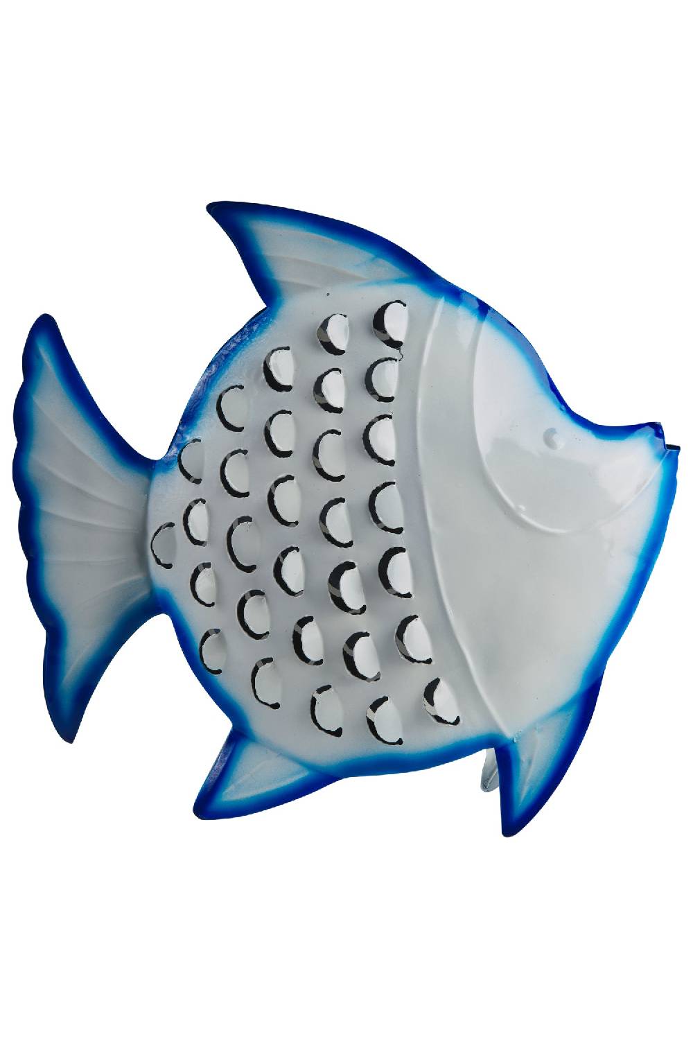 Novità Home Aquarium - Pesce Bianco Grande In Ferro Bianco Bordo Blu Sconti questo mese