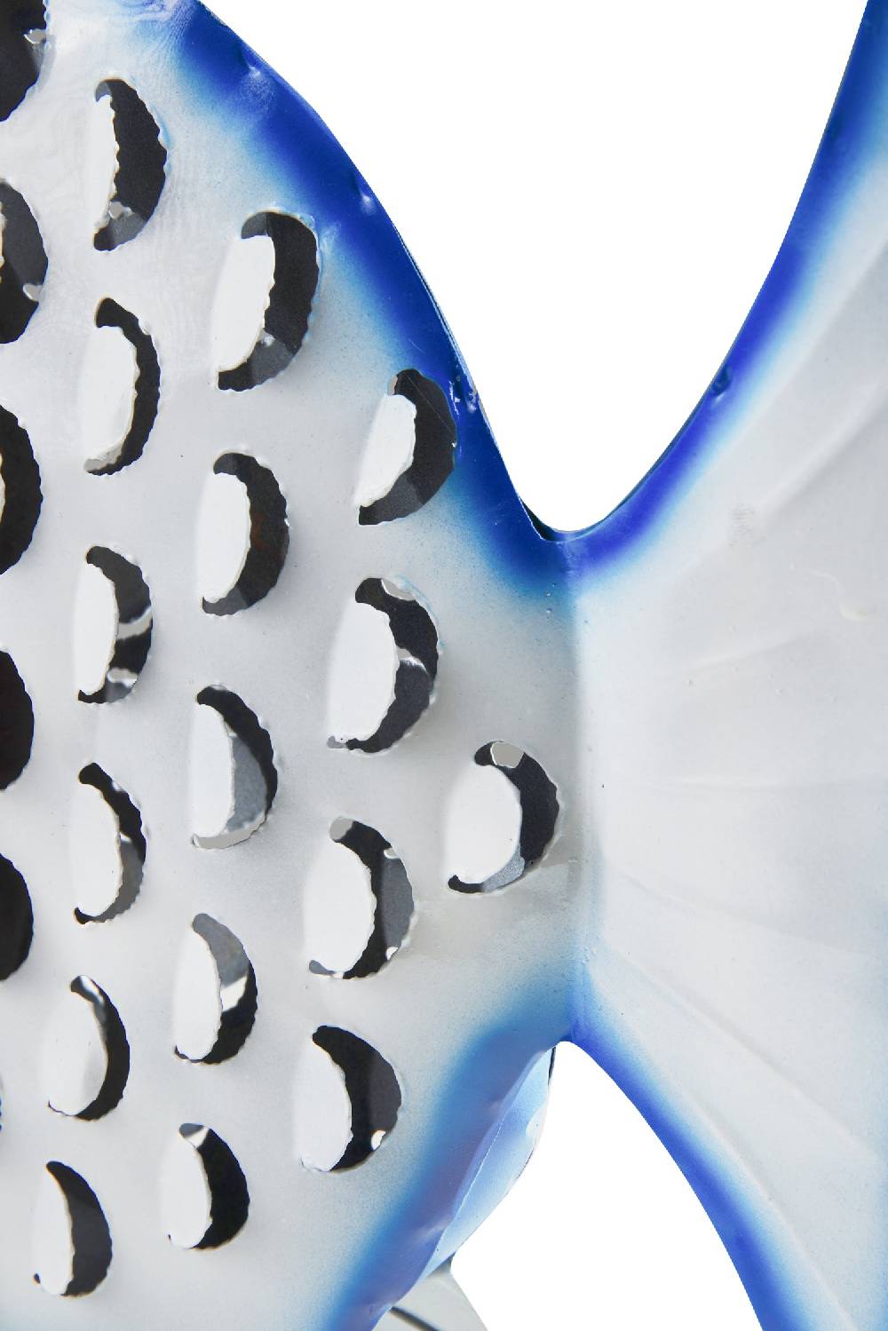 Novità Home Aquarium - Pesce Bianco Grande In Ferro Bianco Bordo Blu Sconti questo mese