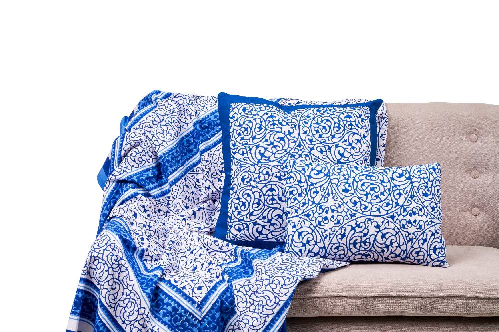 Novità Home Dorgali - mezzero singolo decor blue in cotone - 180x270 Negozi Online