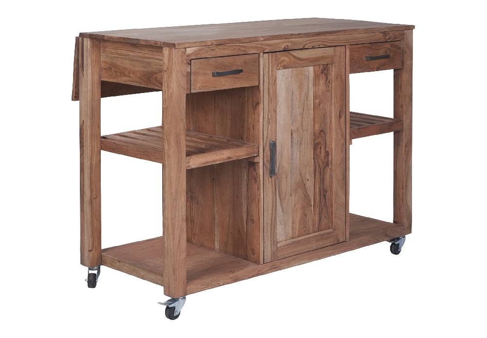 Novità Home Credenza postazione lavoro piano ampliabile e ruote in legno Offerta Pasqua