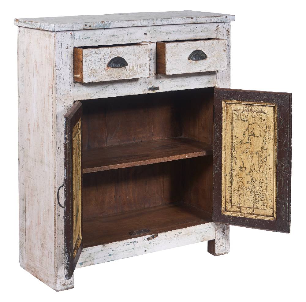 Novità Home Credenza piccola 2 sportelli in legno sbiancato Offerta per la Festa della Mamma