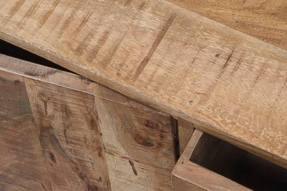 Novità Home Credenza 2 cassetti e sportelli in legno naturale e metallo Vendita calda