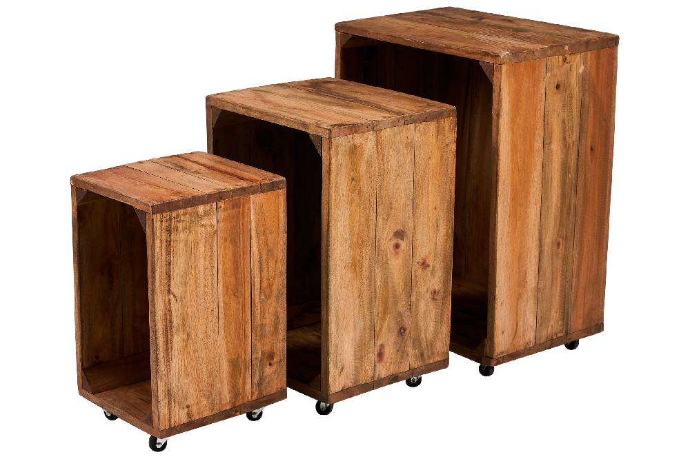 Novità Home Cordonnier - mobiletti aperti set 1/3 con ruote Grandi sconti