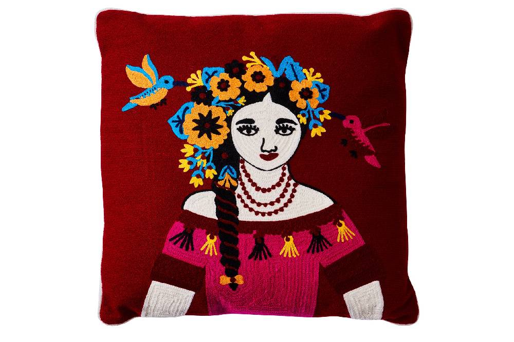 Novità Home Embroidery - Cuscino in Cotone Rosso Negozi Online