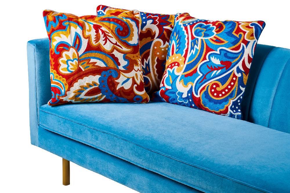 Novità Home Embroidery - cuscino foliage blue red Sconto