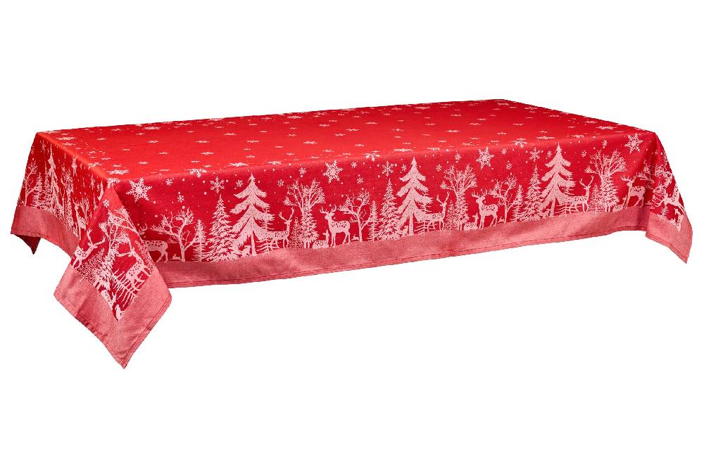 Novità Home Merry - Tovaglia Stampa Bosco Rossa Antipiega Comprare a buon mercato