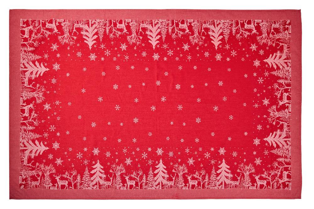 Novità Home Merry - Tovaglia Stampa Bosco Rossa Antipiega Comprare a buon mercato