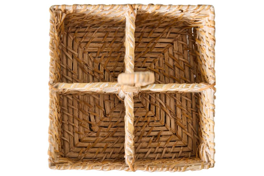 Novità Home Homemade - Cestino Rettangolare Condimenti 4 Divisori Con Manico Offerte stagionali