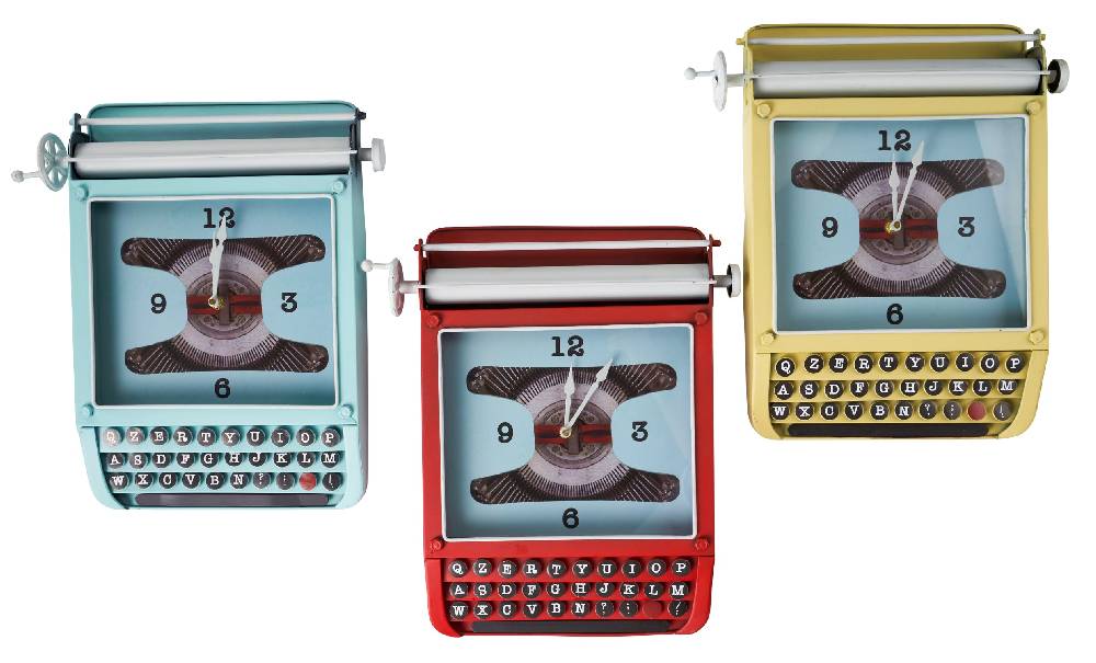 Novità Home Orologio macchina da scrivere celeste Duty-free