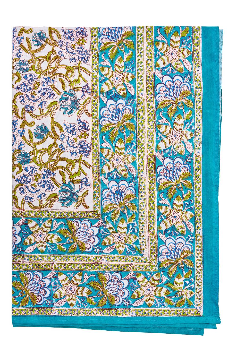 Novità Home Monreale - mezzero singolo decor turchese in cotone - 180x270 Consegna Veloce