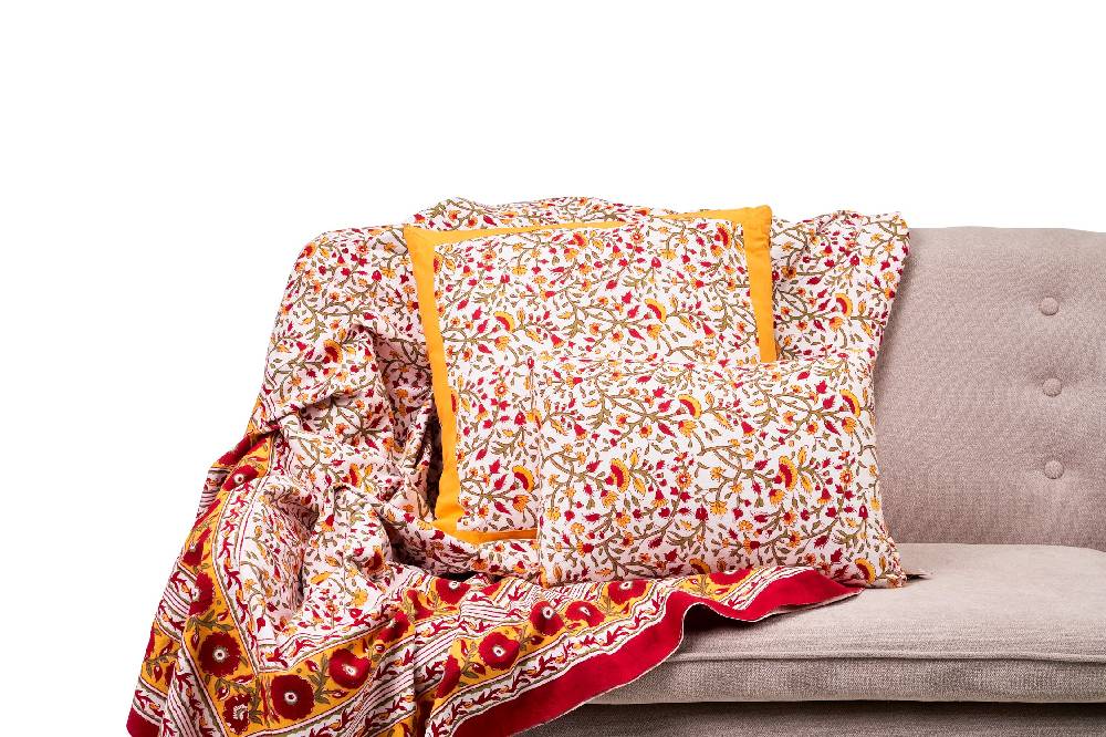 Novità Home Modica - mezzero doppio decor rosso in cotone - 270x270 Promozione Limitata