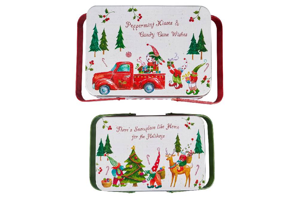 Novità Home Merry - scatola metallo set 1/2 peppermint kisses Prezzo Ridotto