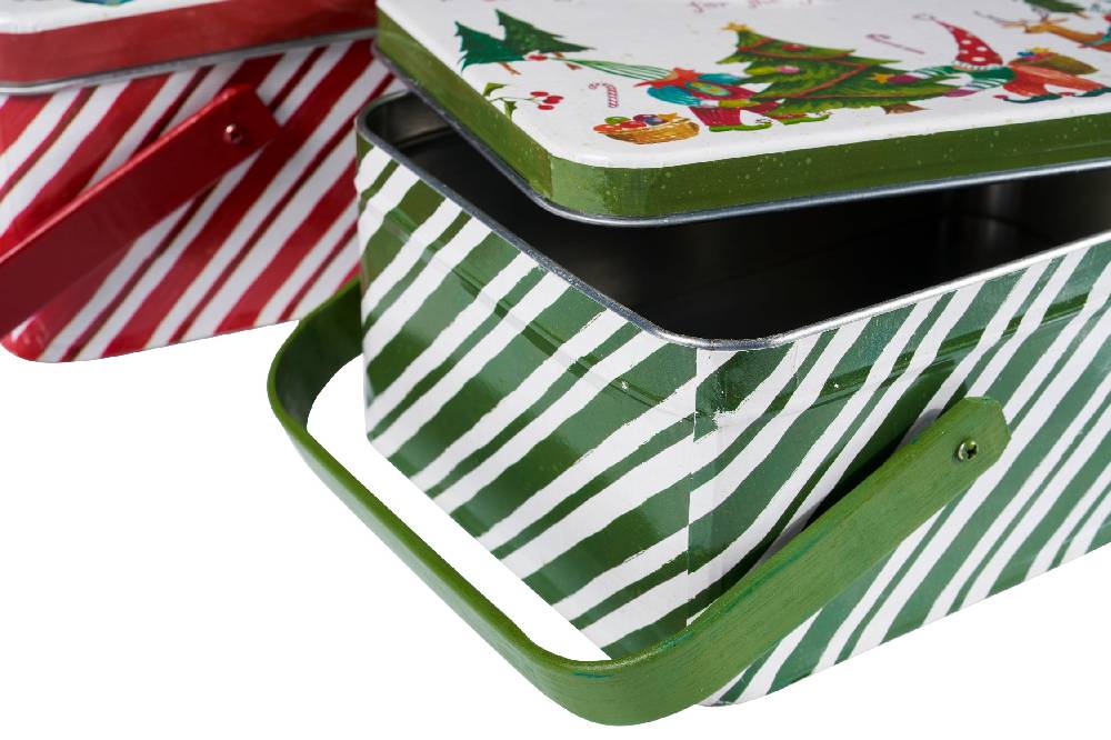Novità Home Merry - scatola metallo set 1/2 peppermint kisses Prezzo Ridotto