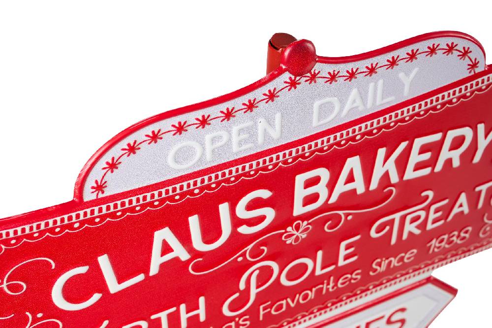 Novità Home Merry - cartello indicazioni open daily claus bakery noth pole Presa