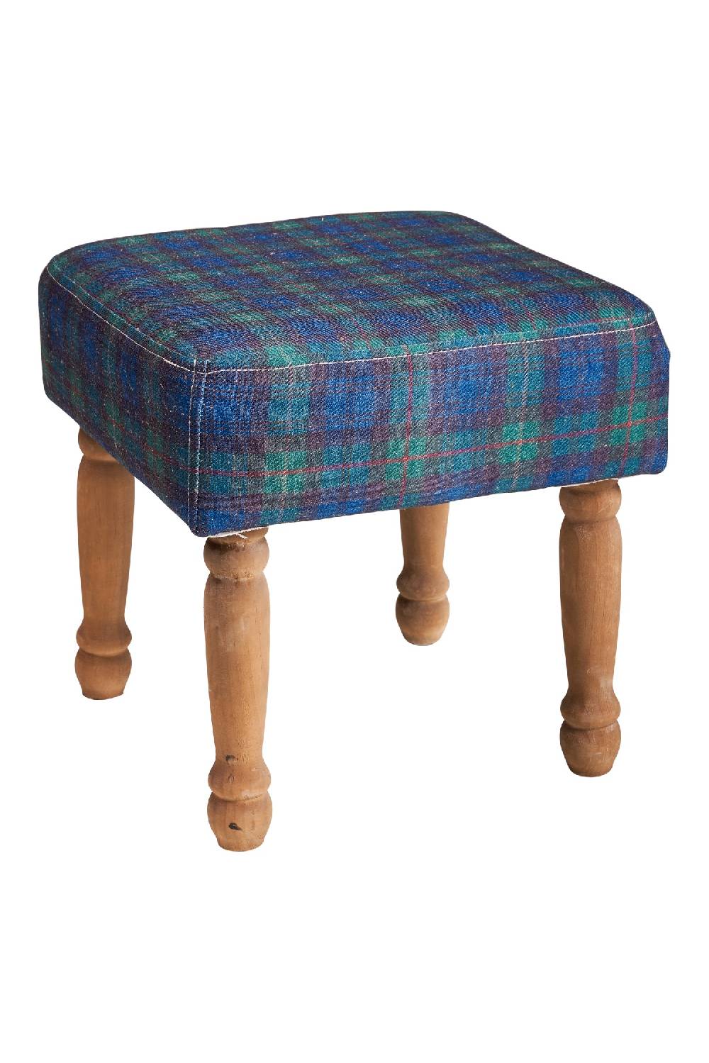 Novità Home Mackenzie - sgabello basso quadrato scozzese verde bleached Offerta Anniversario
