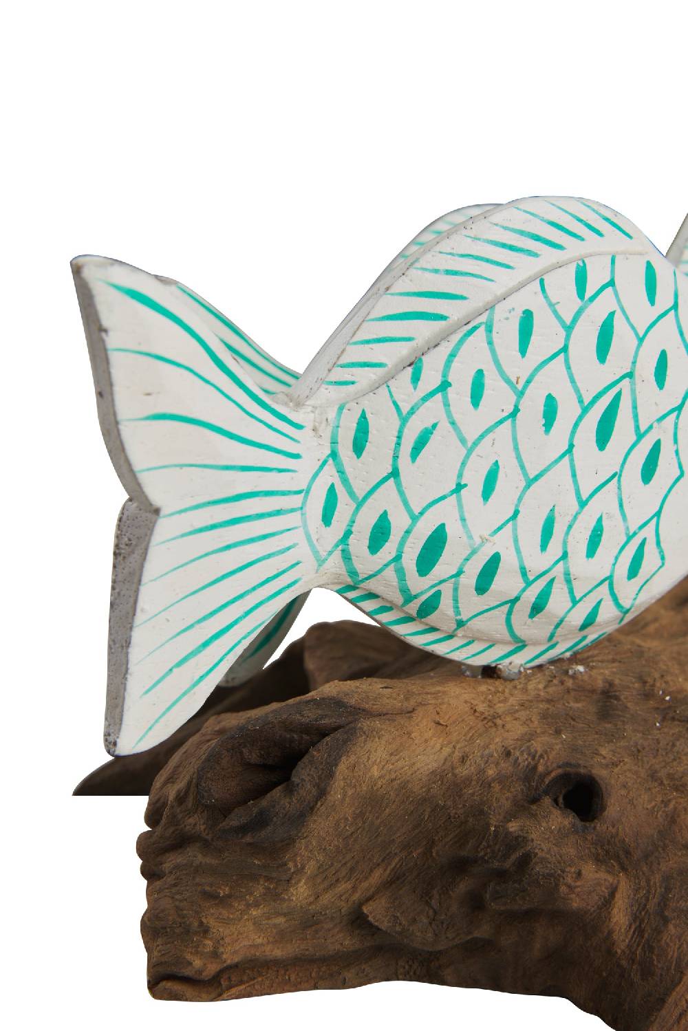 Novità Home Fish - Tronchetto Con 3 Pesci Squame Turquesi Italia