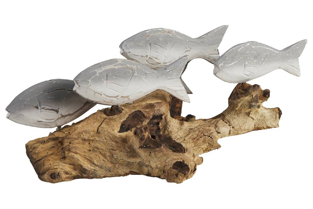 Novità Home Fish - Branco Pesci Grigi Su Tronco Nuovo