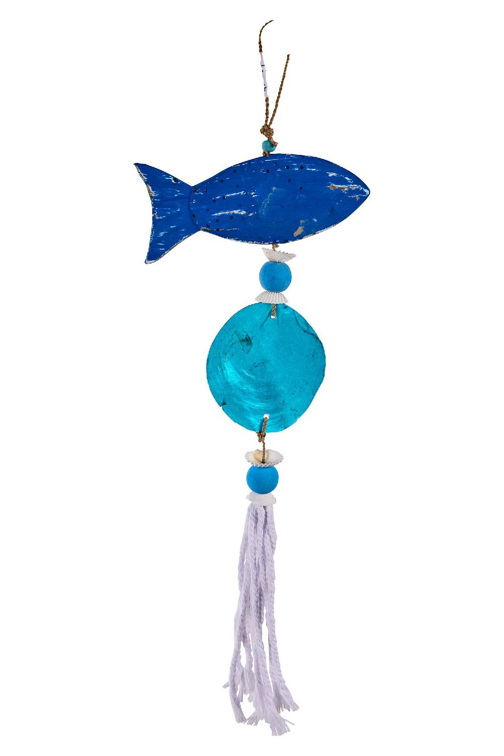 Novità Home Decor - Nappa Con Pesce E Conghiglia Blue Pezzi Unici