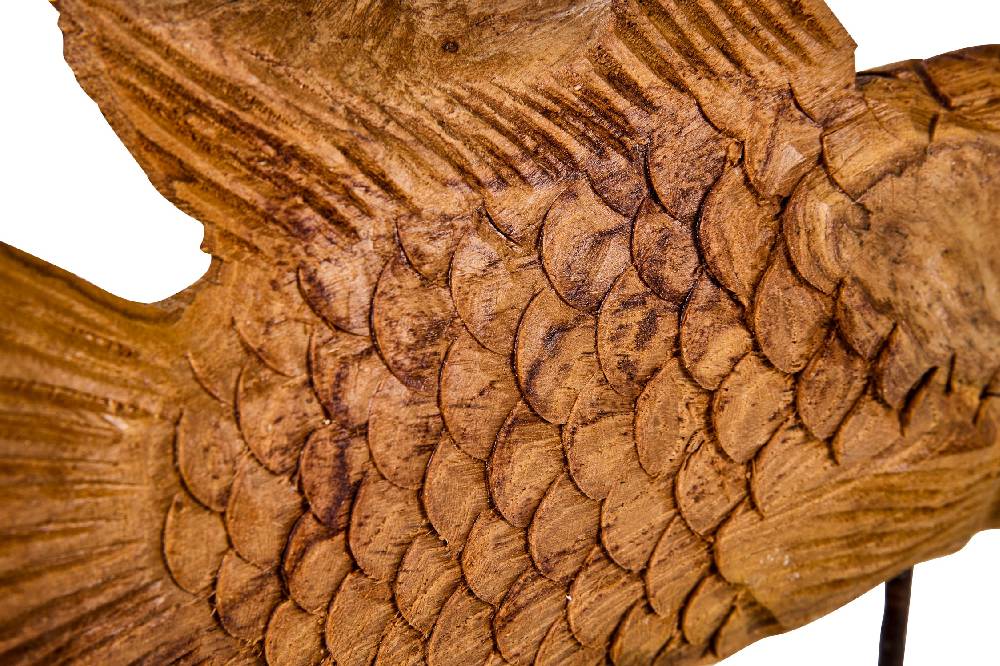 Novità Home Decor - Pesce Carving In Legno Su Piedistallo Grande Novità