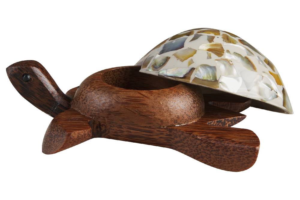 Novità Home Turtle - Porta Tea Light Carapace In Madreperla E Resina Bianca Offerte