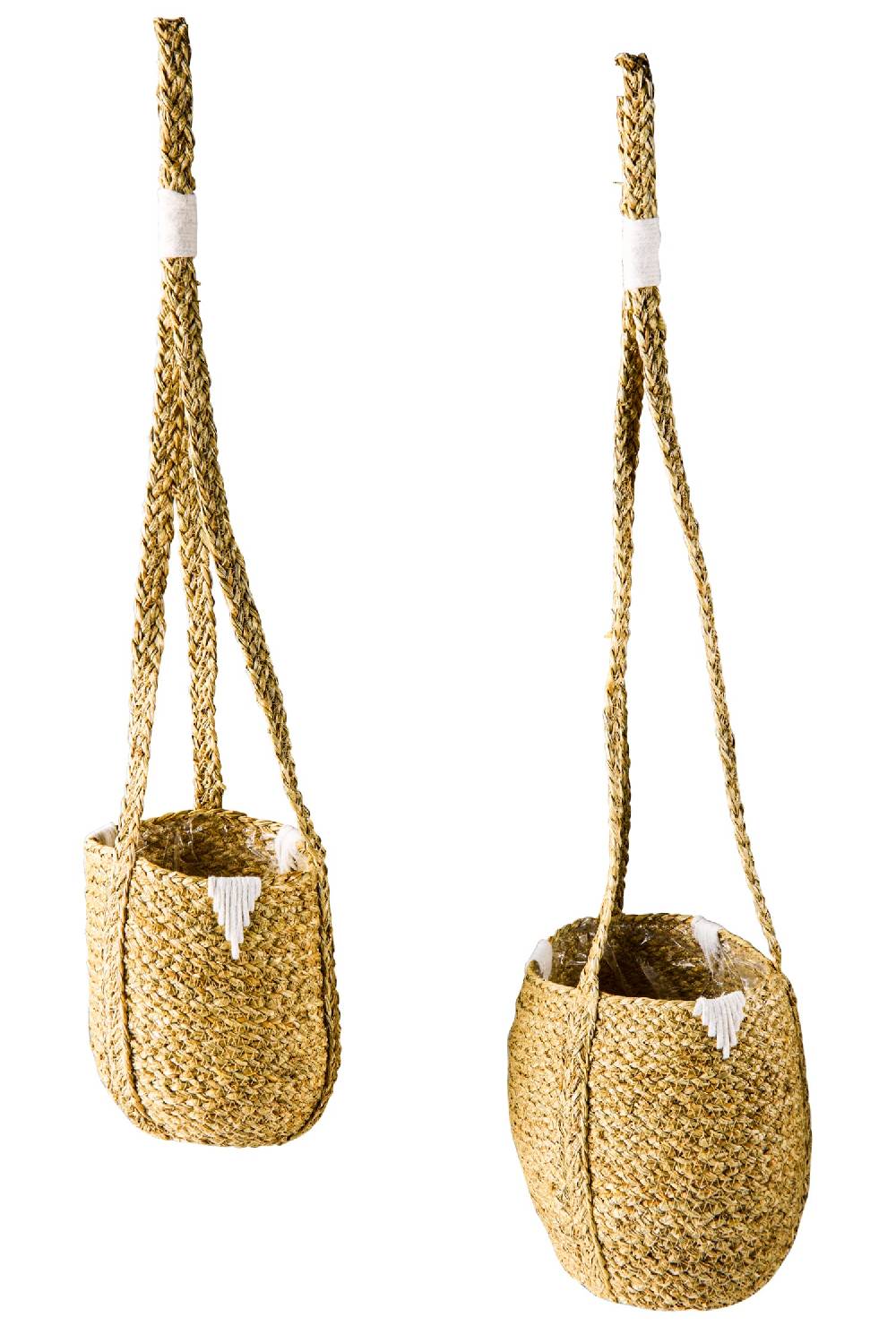 Novità Home Boho Chich - Set 2 Ceste da Appendere in Seagrass e Cotone Offerta migliore