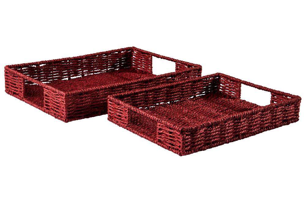 Novità Home Gourmet - Cesto Vassoio Rettangolare Burgundy Set 1/2 Prezzo basso