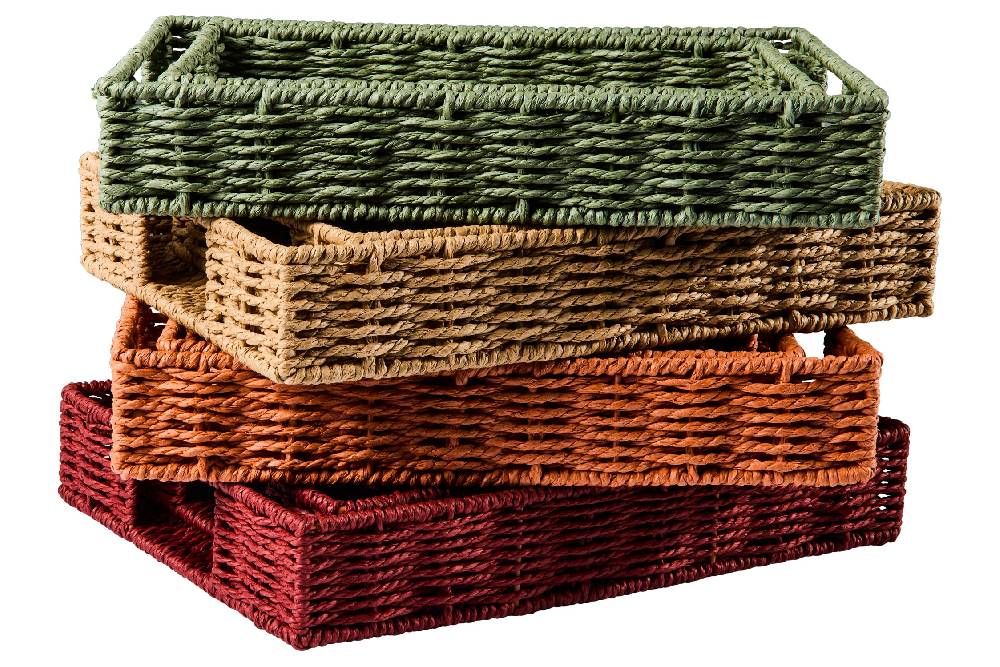 Novità Home Gourmet - Cesto Vassoio Rettangolare Burgundy Set 1/2 Prezzo basso