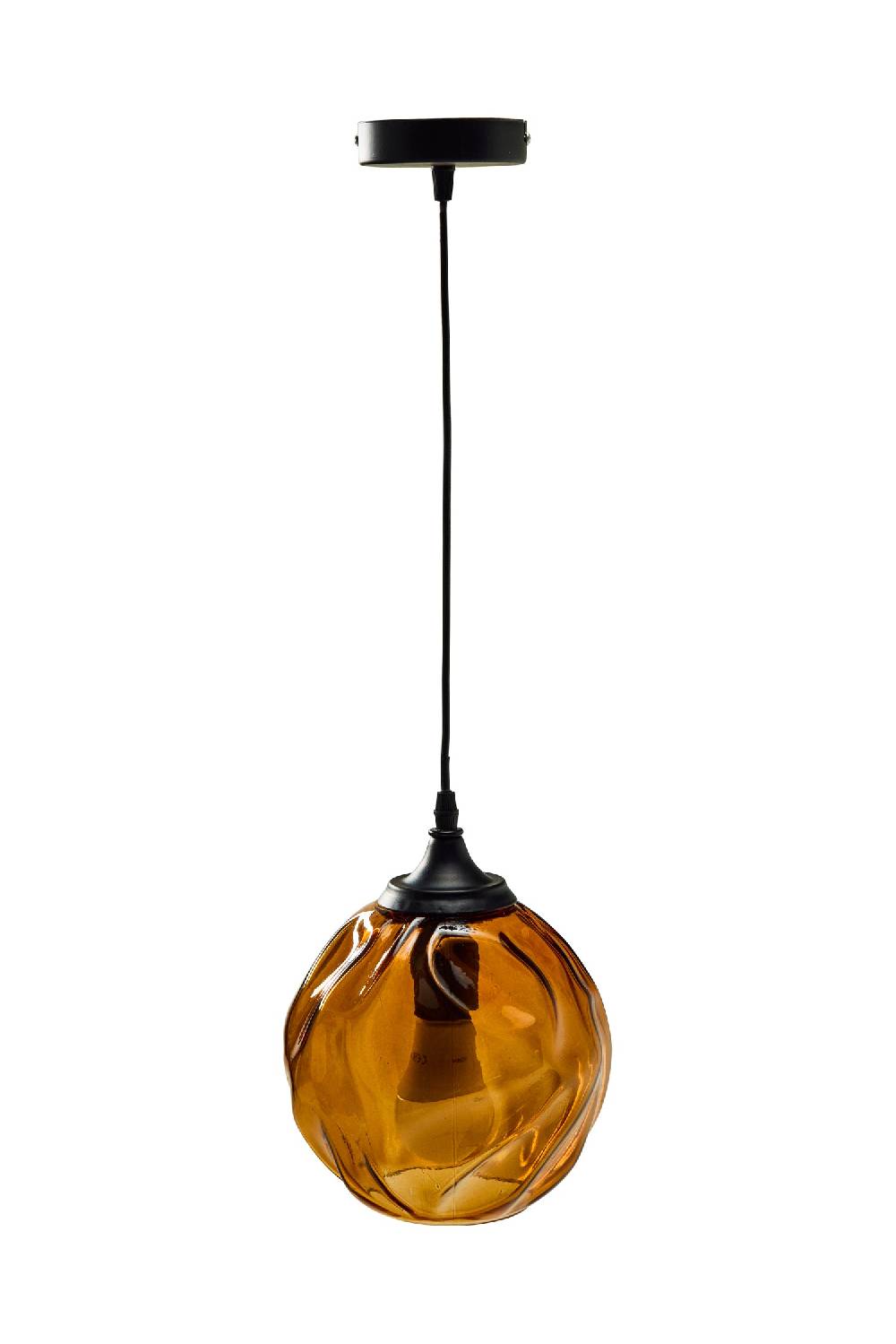 Novità Home Glass - Lampadario Sfera Imperfect Color Ambra Ritorno libero