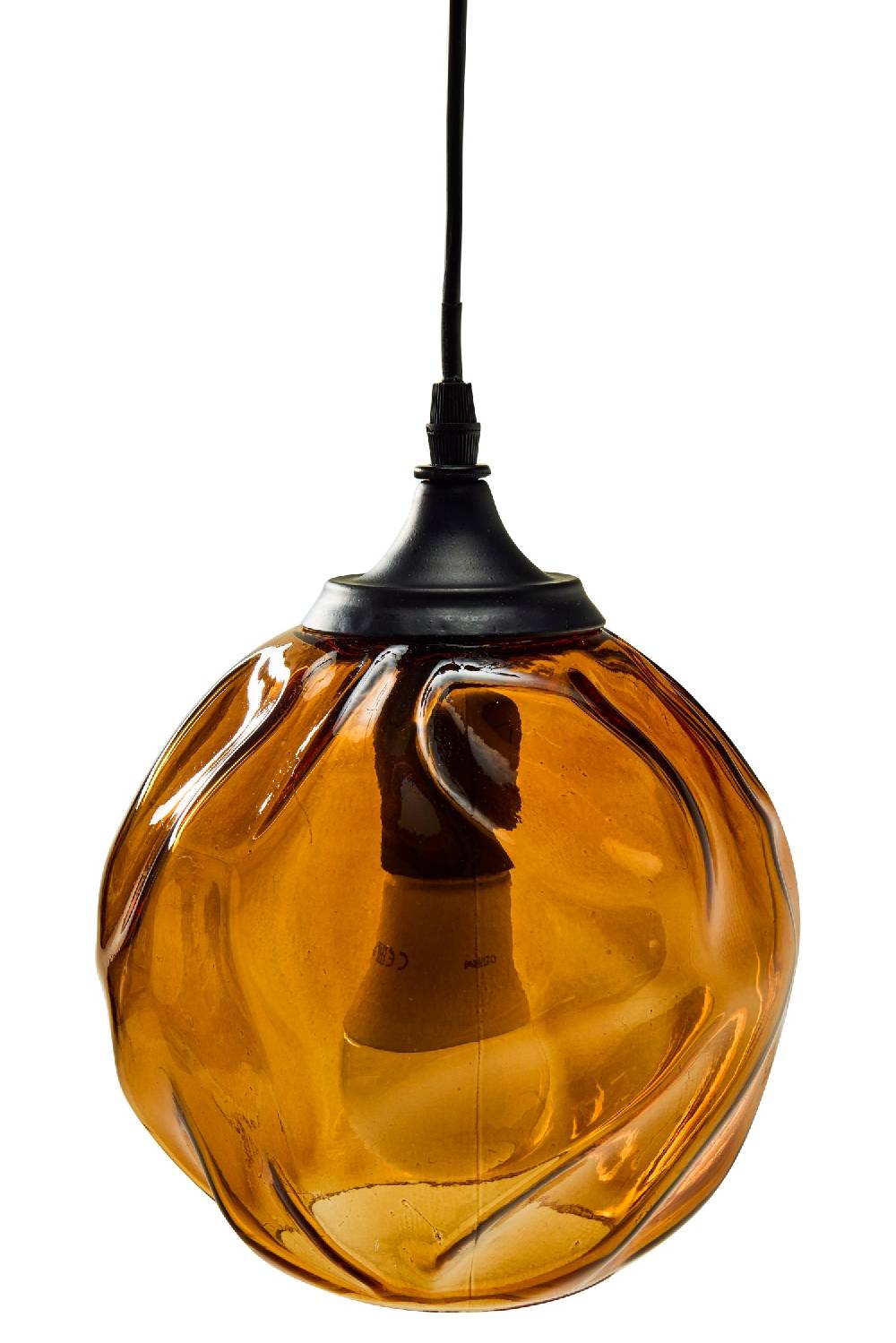 Novità Home Glass - Lampadario Sfera Imperfect Color Ambra Ritorno libero