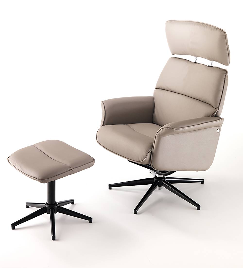 Oresteluchetta poltrona comfort girevole con pouf NORY TORTORA In Vendita