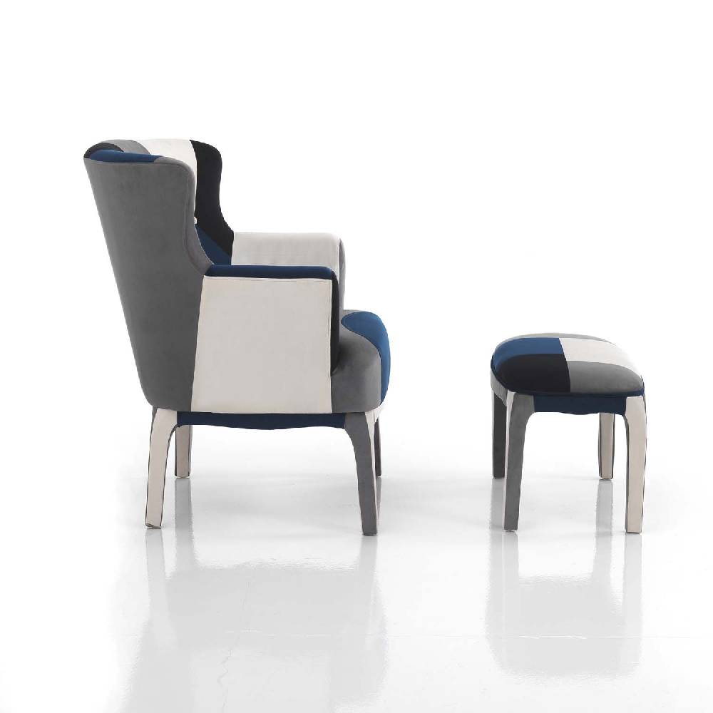Oresteluchetta poltrona + pouf LIAM BLUE Nuova