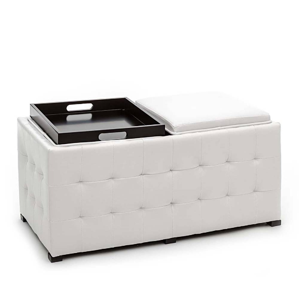 Oresteluchetta doppio pouf poggiapiedi LOWELL WHITE In Linea