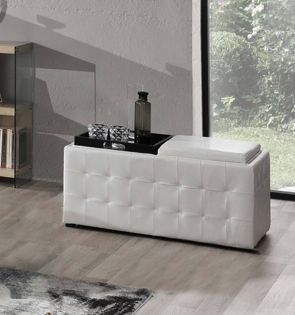 Oresteluchetta doppio pouf poggiapiedi LOWELL WHITE In Linea