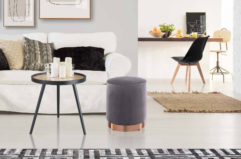 Oresteluchetta Pouf imbottito contenitore OHIO GREY Qualità