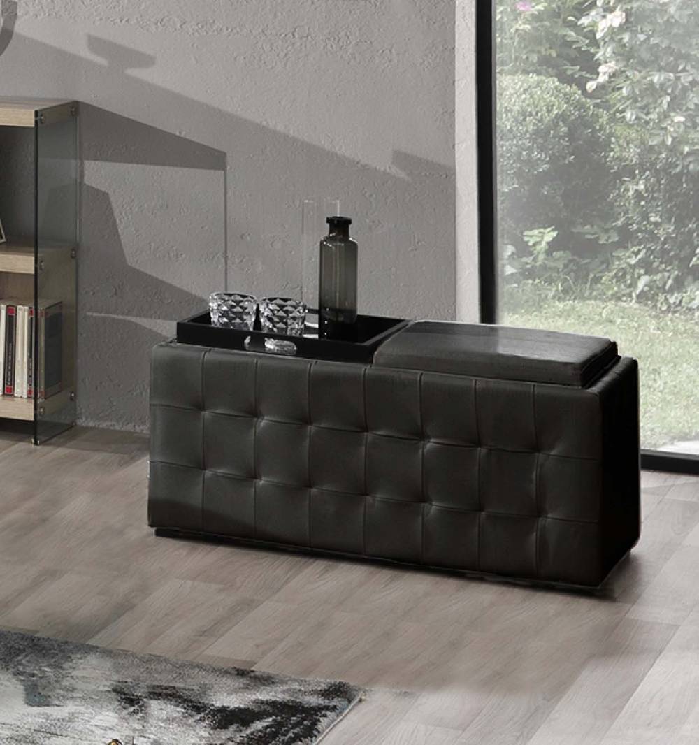 Oresteluchetta doppio pouf poggiapiedi LOWELL BLACK Soddisfazione Garantita