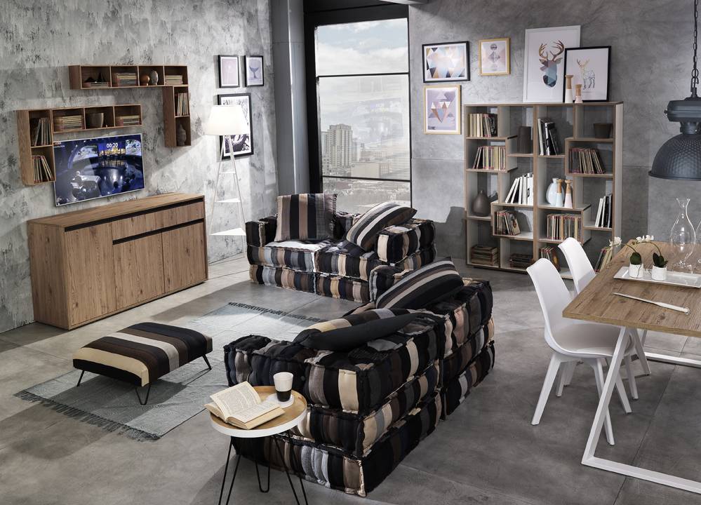 Oresteluchetta Pouf quadrato YANTRA STRIPES Vendita Calda