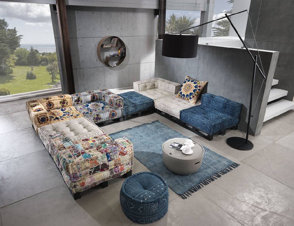 Oresteluchetta Pouf rotondo YANTRA BLUE Negozio
