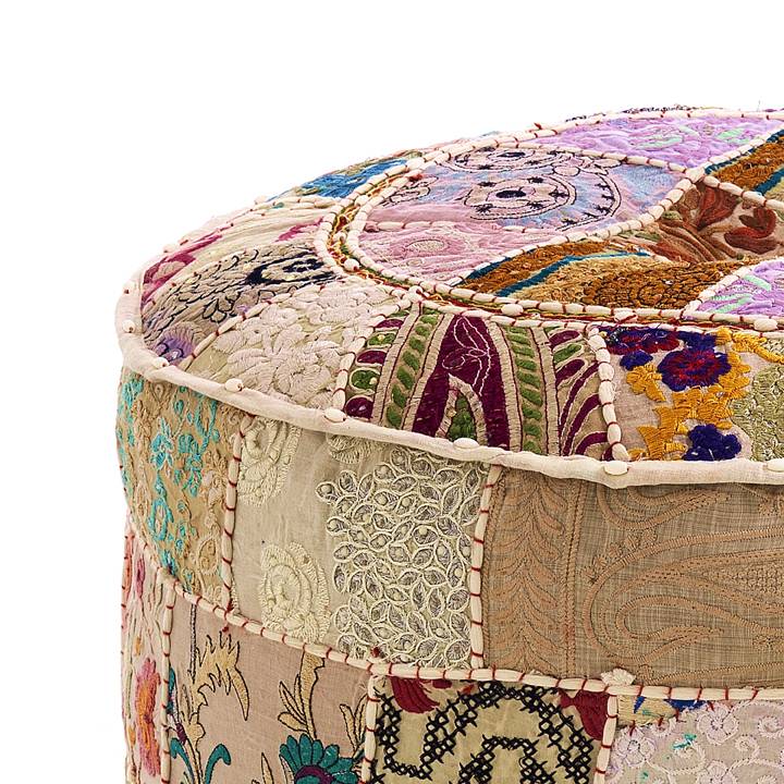 Oresteluchetta Pouf rotondo YANTRA PATCH BEIGE Nuovo