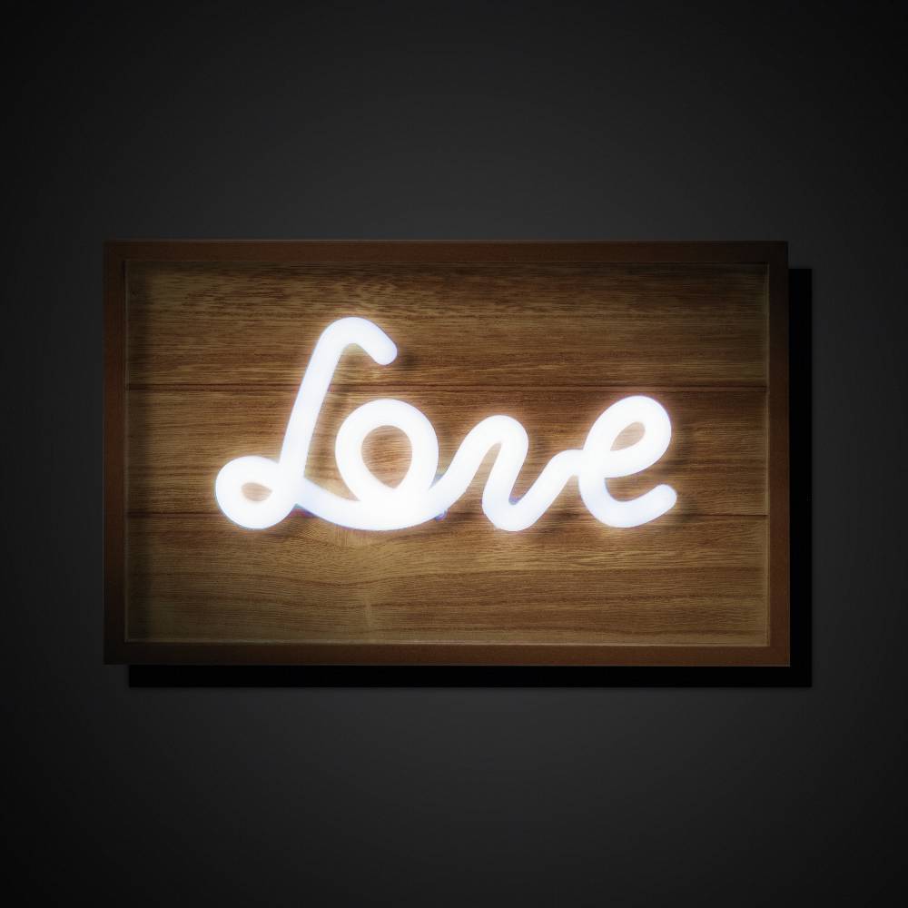 Oresteluchetta pannello da parete luminoso LOVE WOOD Nuova