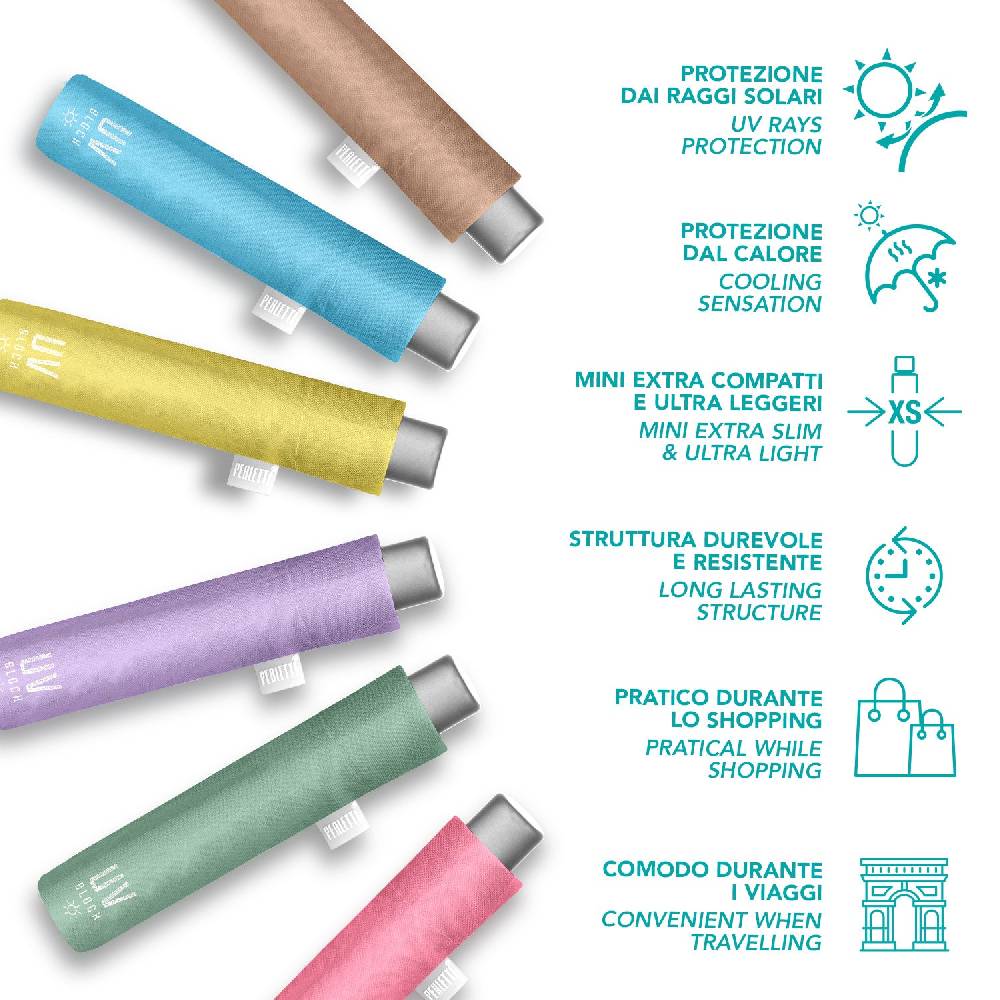Perletti Ombrello Parasole con Protezione UV Presa