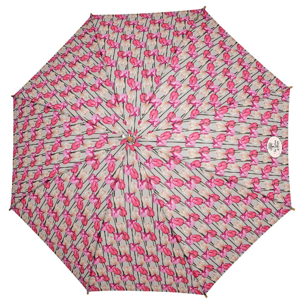 Perletti Ombrello Green Lungo Tulipani Rosa Officina