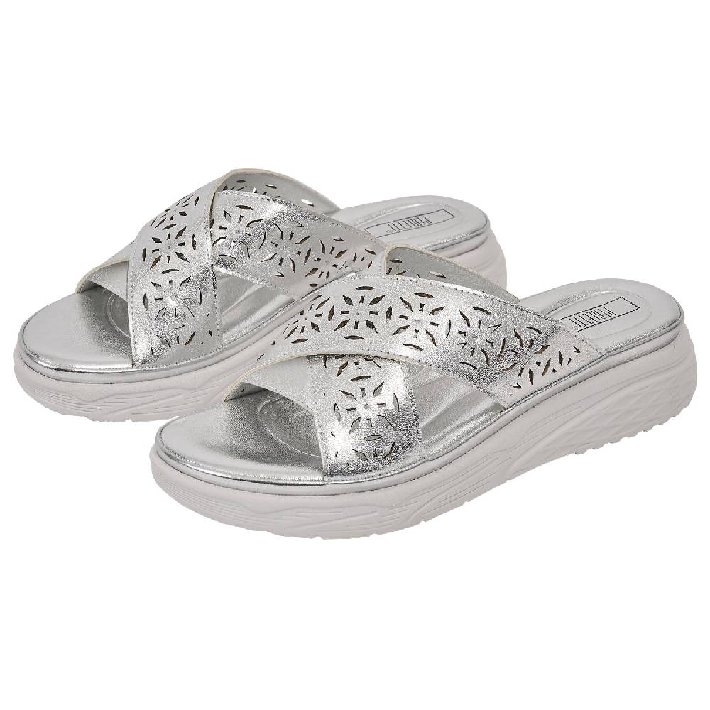 Perletti Sandalo con Fascia Incrociata Argento In Linea