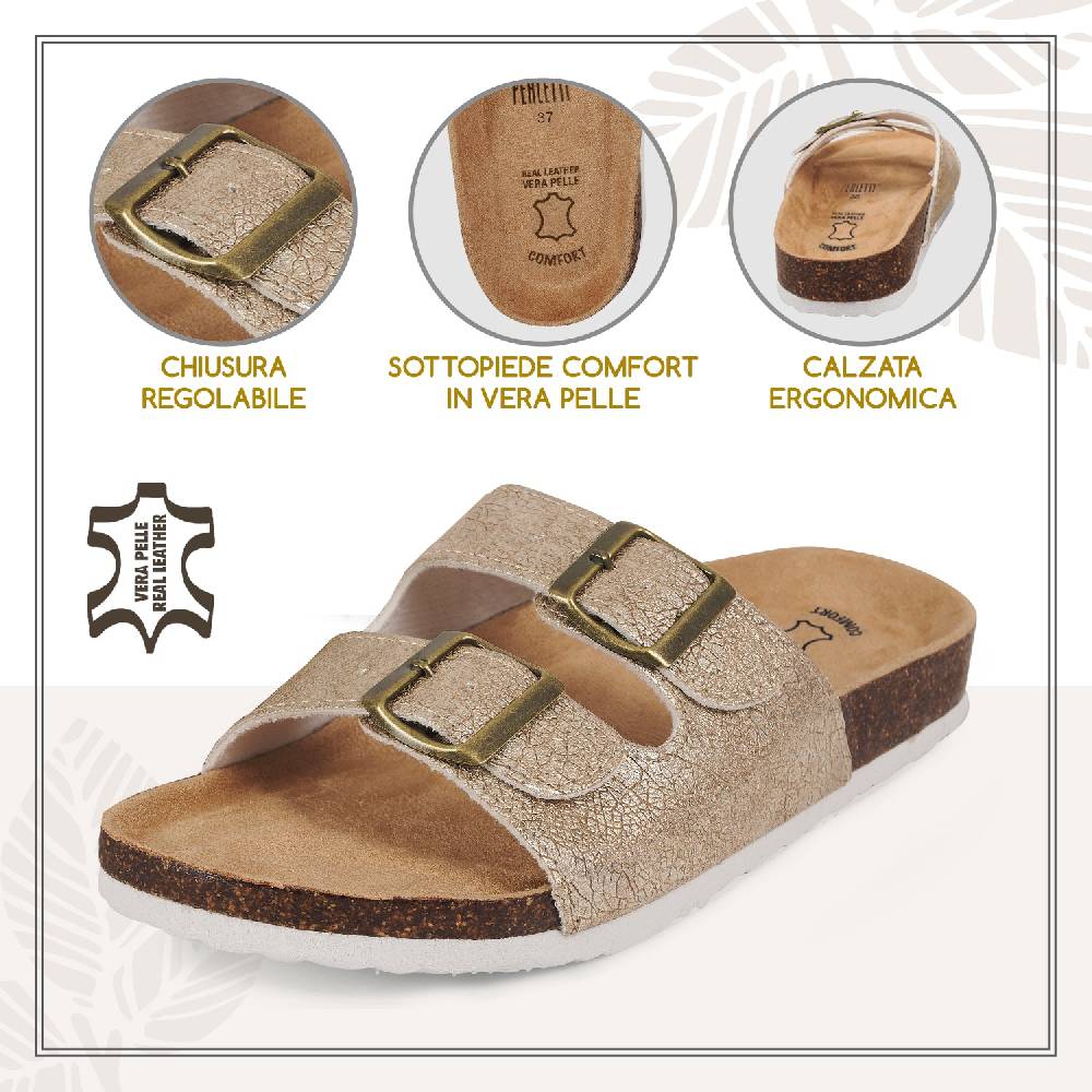Perletti Ciabatte Comfort Dorate Qualità