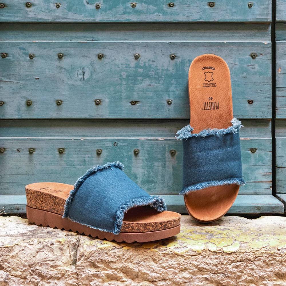 Perletti Sandalo Denim con Zeppa Qualità Garantita