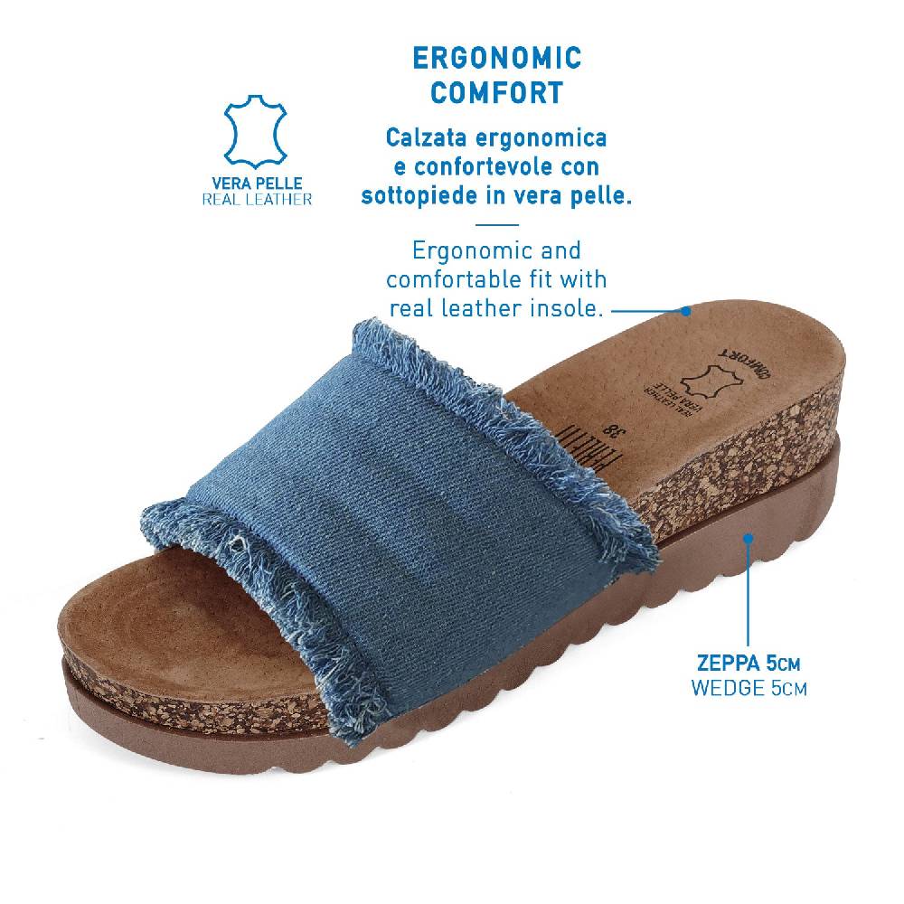 Perletti Sandalo Denim con Zeppa Qualità Garantita